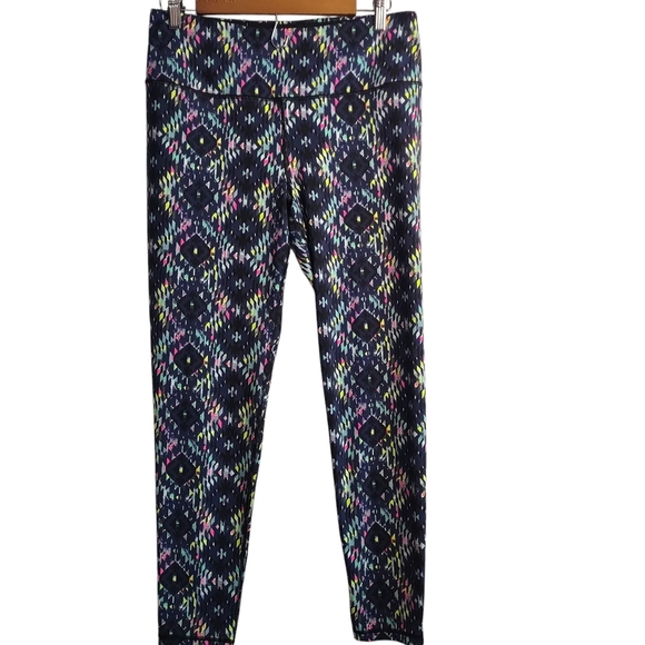 PINK Victoria's Secret Pants - PINK Victoria's Secret Womens Leggings Dark Blue Geometric Print Size Large